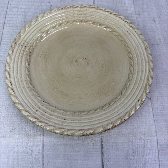 Roscher BELLINI CREAM Embossed Rope Ring Earthenware Lunch Salad Plates Set 3 - Picture 6 of 15